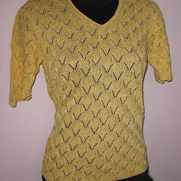 Elegant Mustard Lace V Neck Short Sleeve Top