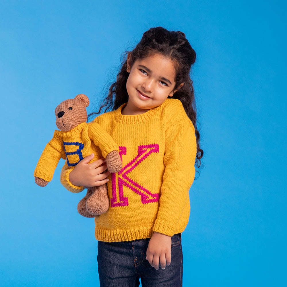 Alphabet Teddy Bear - Free Toy Knitting Pattern for Children in Paintbox Yarns Simply Aran