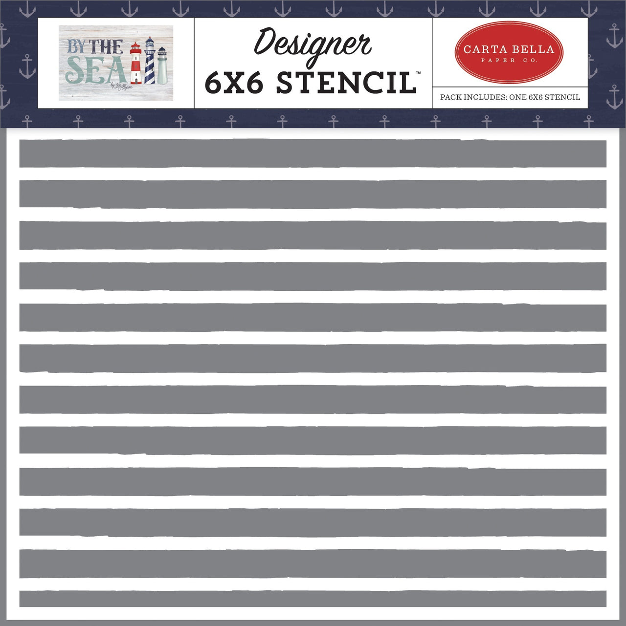 Echo Park Paper Carta Bella Stencil 6"X6" - Coastal Shiplap, By The Sea