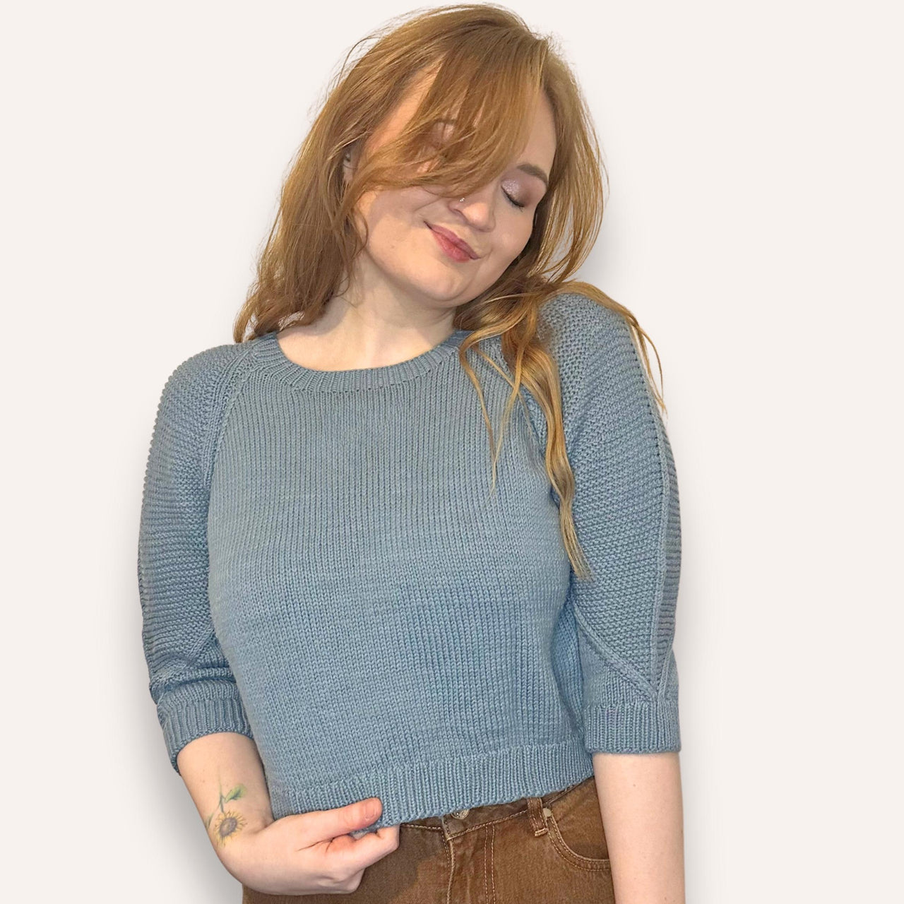 Passerine Feather Raglan Crop Sweater