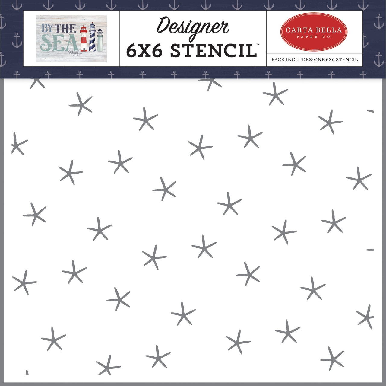 Echo Park Paper Carta Bella Stencil 6"X6" - Simple Starfish, By The Sea