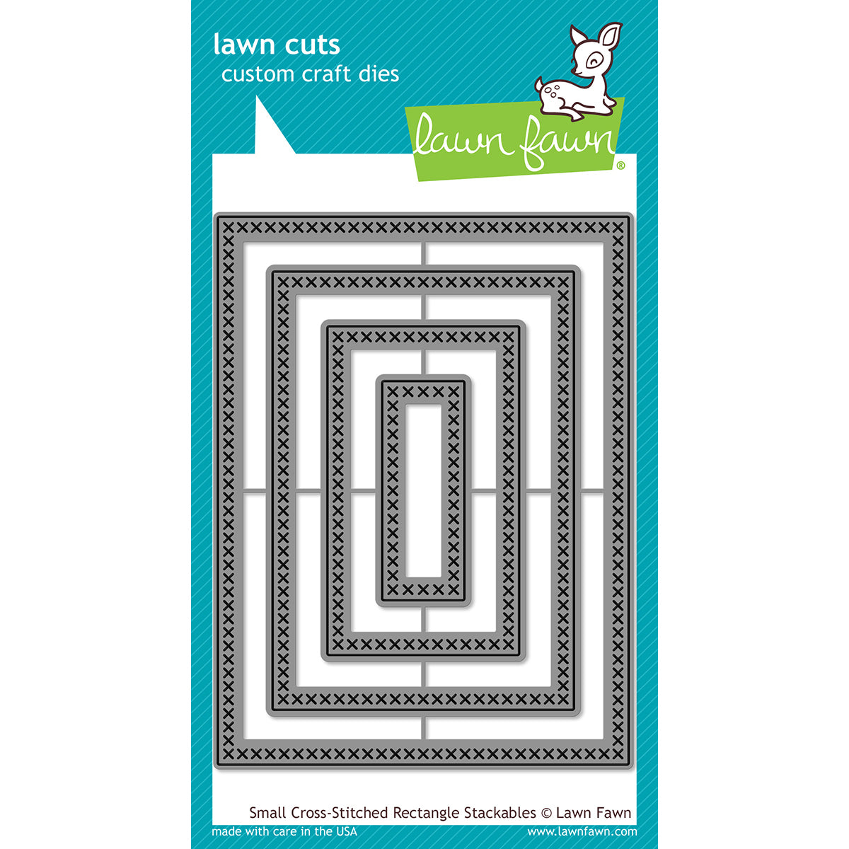 Lawn Fawn Lawn Cuts Custom Craft Stackables Dies - Small Cross Stitched Rectangle