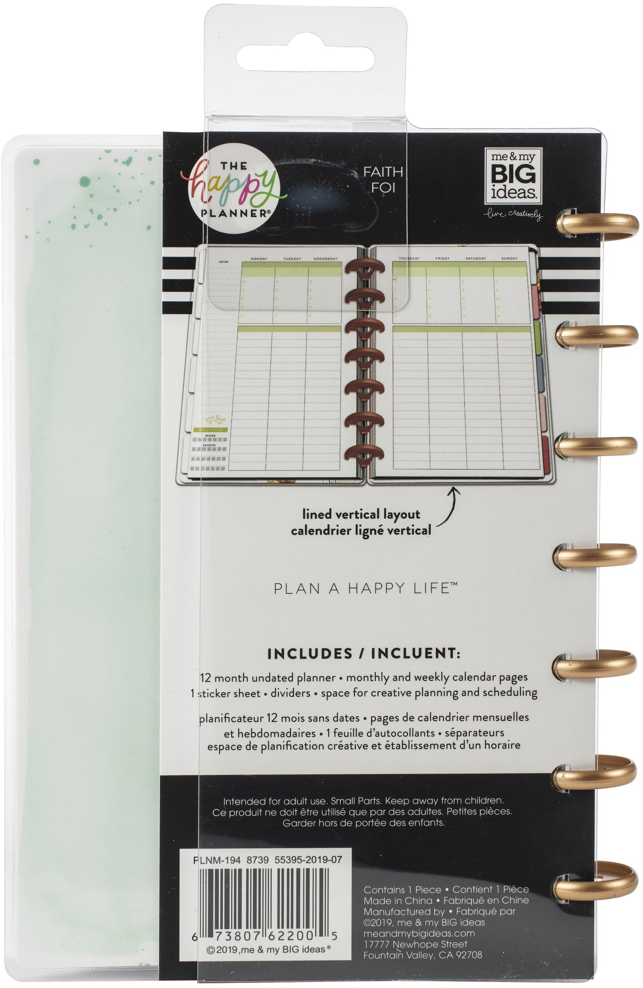 Happy Planner 12-Month Undated Mini Planner 7"X4.625" - Faith