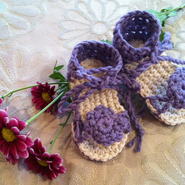 Purple Flower Tie Sandals