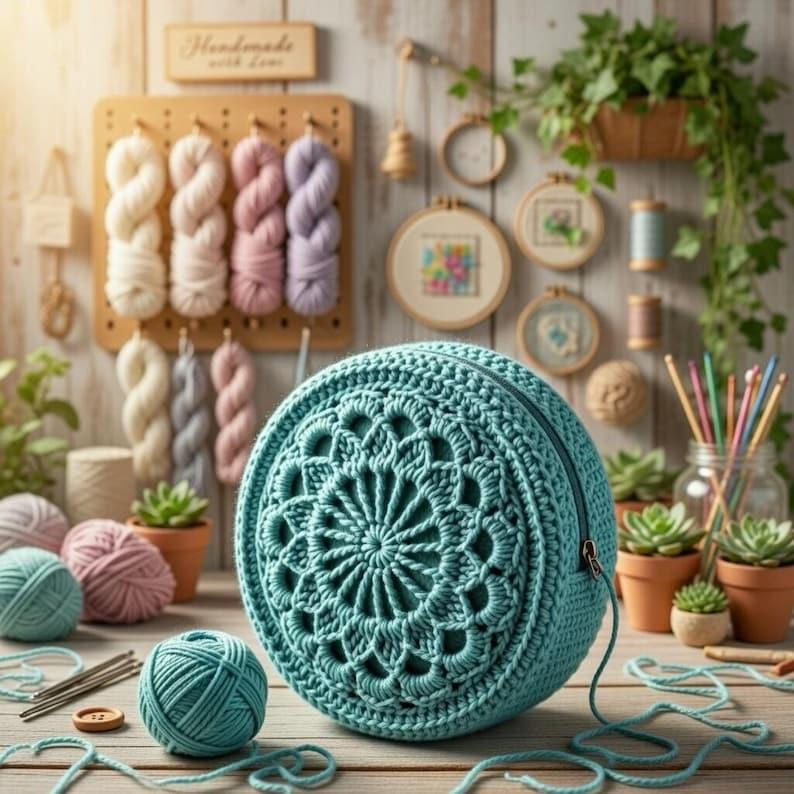 Crochet Round Bag Pattern – Macrame Purse PDF + Video Tutorial