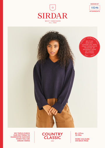 Boxy V Neck Sweater in Sirdar Country Classic 4 Ply - SC4P10246 - Downloadable PDF