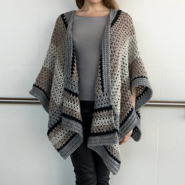 Crochet Wrap Pattern: Striking Striped Ruana