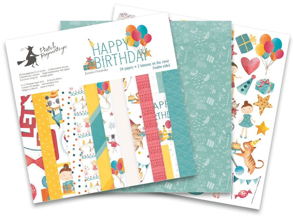 P13 Double-Sided Paper Pad 6"X6" 24/Pkg - Happy Birthday, 6 Designs/4 Each +