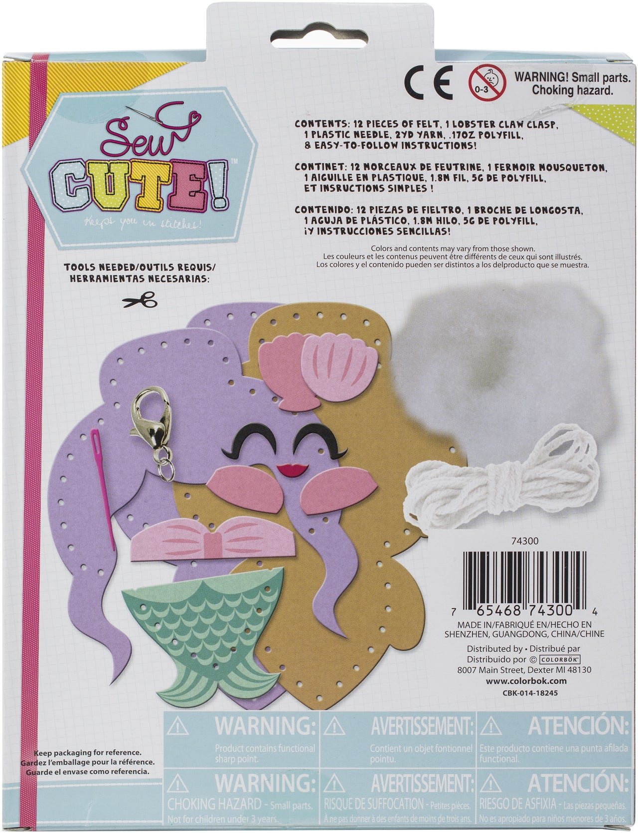 American Crafts Sew Cute! Felt Backpack Clip Kit - Mermaid