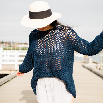 Tide Knot Cover Up Mesh Sweater