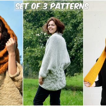 Set of 3 Knitting Patterns - Sweater, Hat , Cardigan
