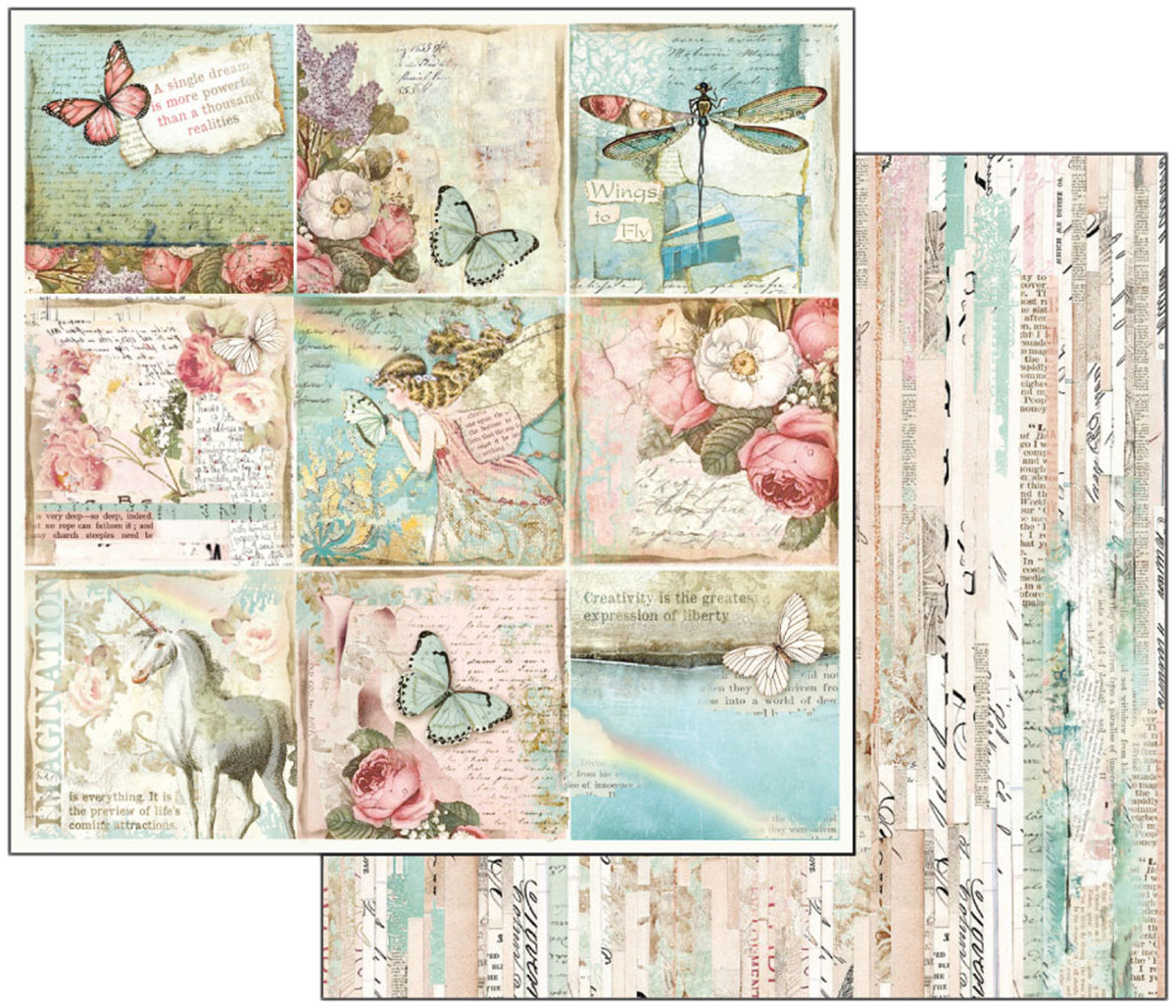 Stamperia Intl Stamperia Double-Sided Cardstock 12"X12" 10/Pkg - Wonderland Butterflies & Unicorn Cards
