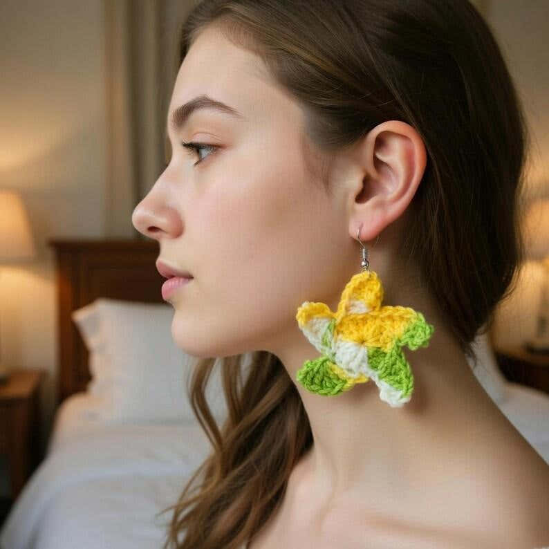 Crochet Flower Earrings + Video Tutorial