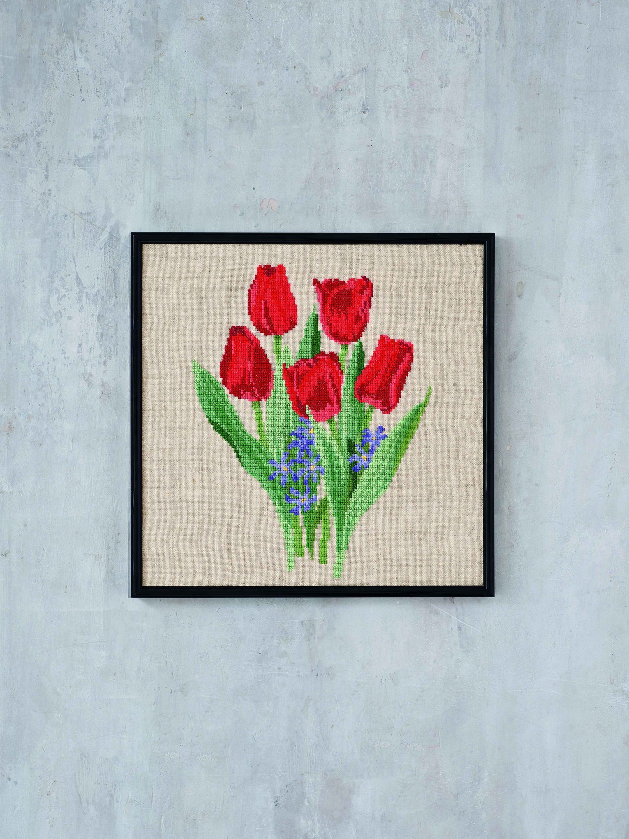 Permin Red Tulips Cross Stitch Kit - 30x30cm