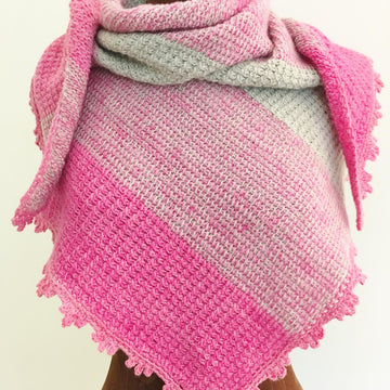 Pink and Grey Striped Shawl