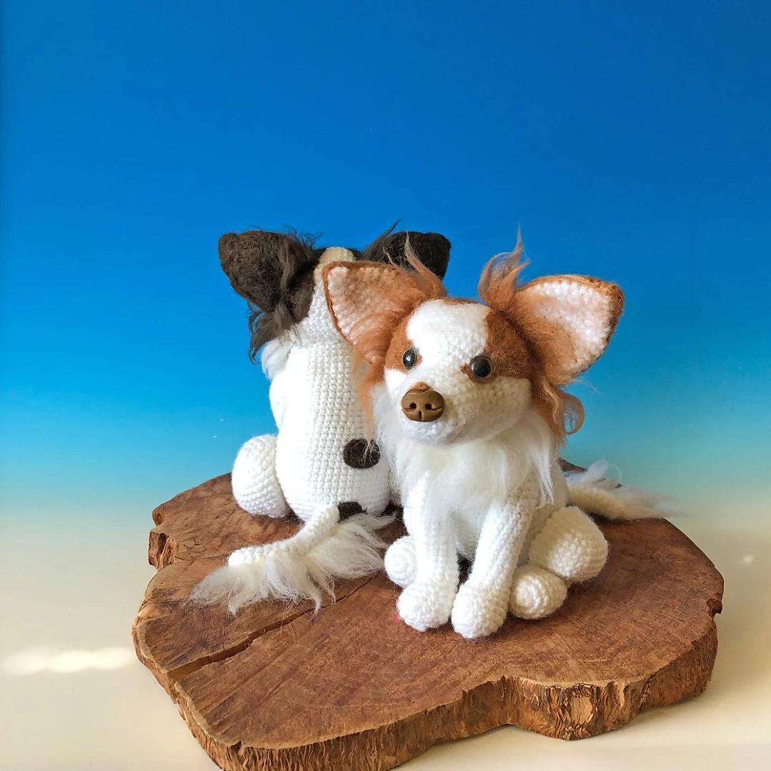 Chihuahua Amigurumi, Hund sitzend