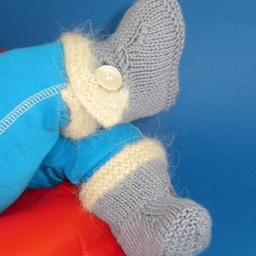Baby Short Fur Trim One Button Booties (Bootees)
