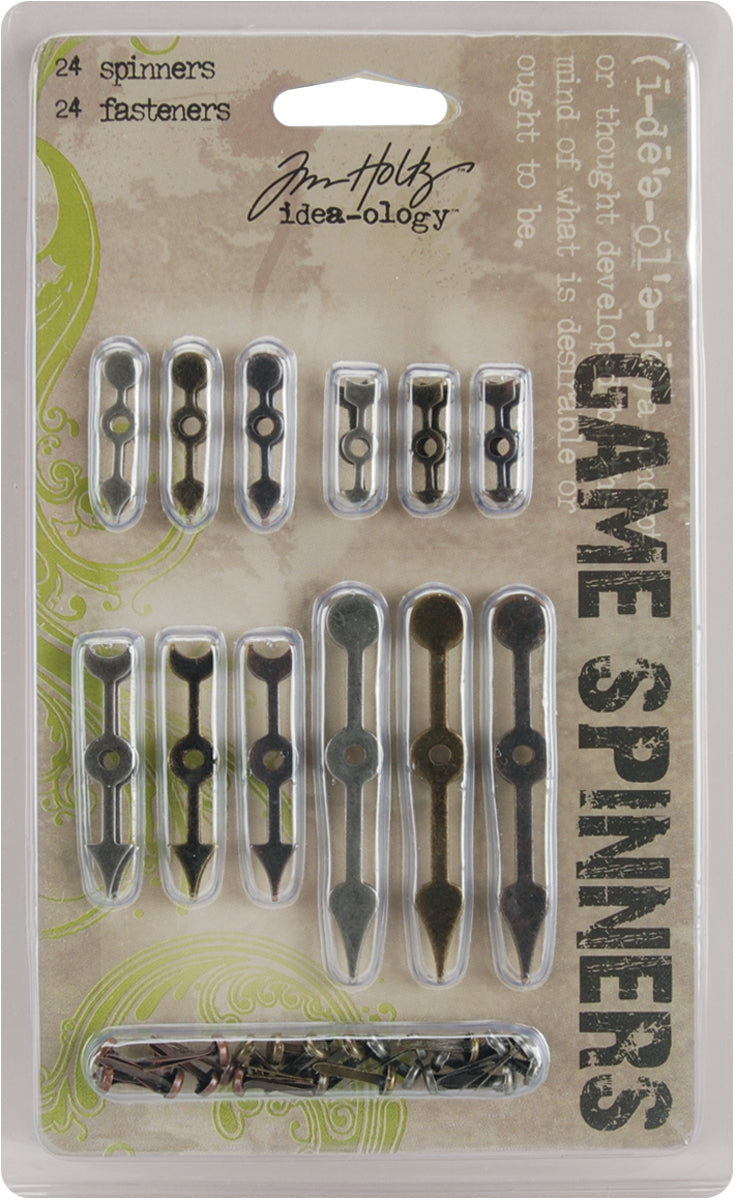 Advantus Idea-Ology Metal Game Spinners W/Brads .75" To 2.25" 24/Pkg - Antique Nickel, Brass & Copper
