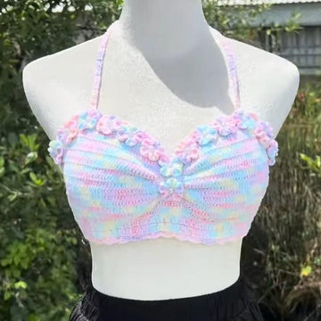 Crochet Bralette Top Pattern PDF | Floral Bustier Crop To