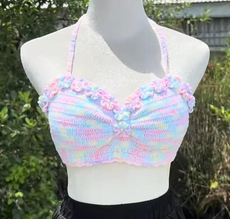 Crochet Bralette Top Pattern PDF | Floral Bustier Crop To