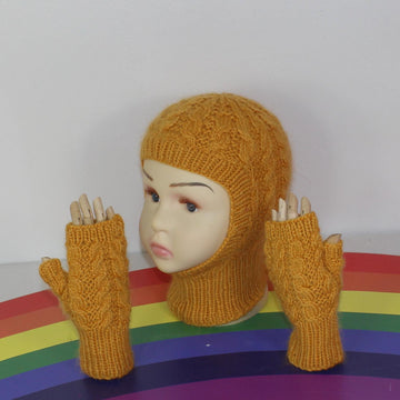 Toddler Child Alternate Cable Balaclava & Gloves