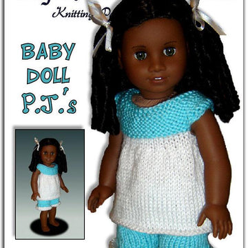 Baby Doll Pajamas, American Girl Doll, 18 inch. knitting pattern 104