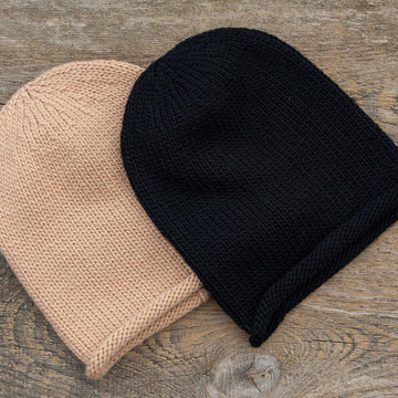 Knitting Pattern Rolled Brim Slouchy Beanie