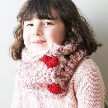 Chunky Slouchy Heart Hat and Cowl (hat024)