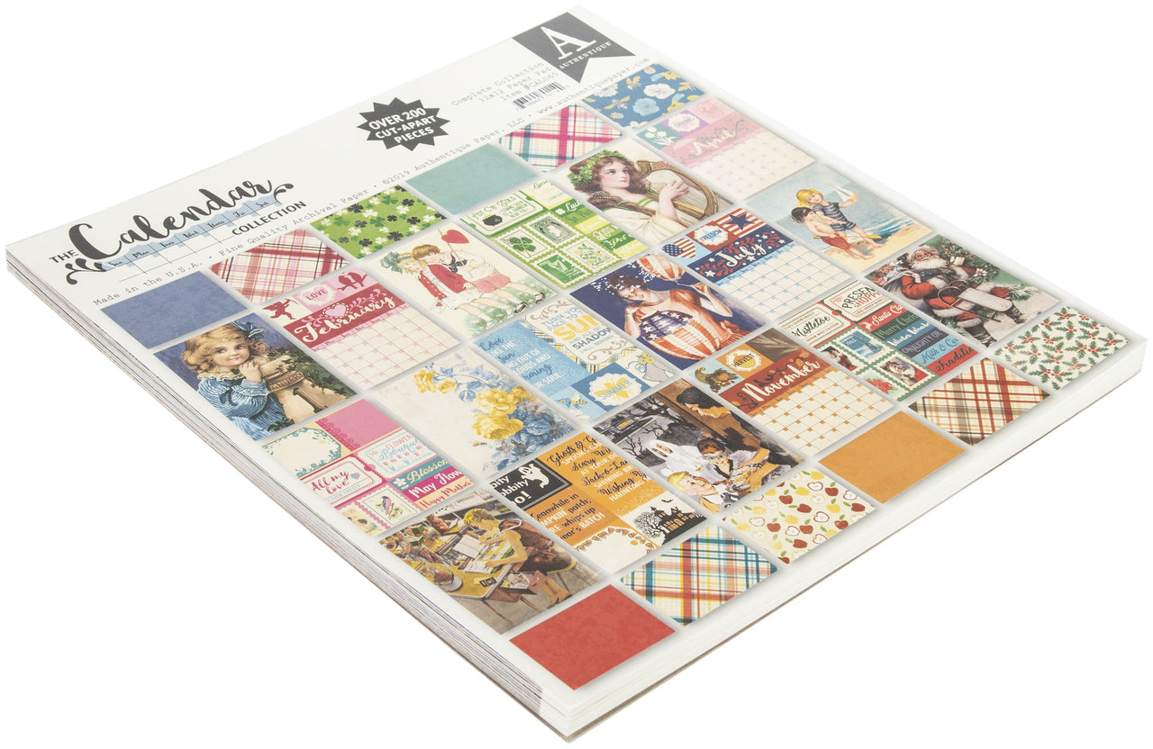 Authentique Paper Authentique Double-Sided Cardstock Pad 12"X12" 48/Pkg - Complete-All 4 Papers From Each Month