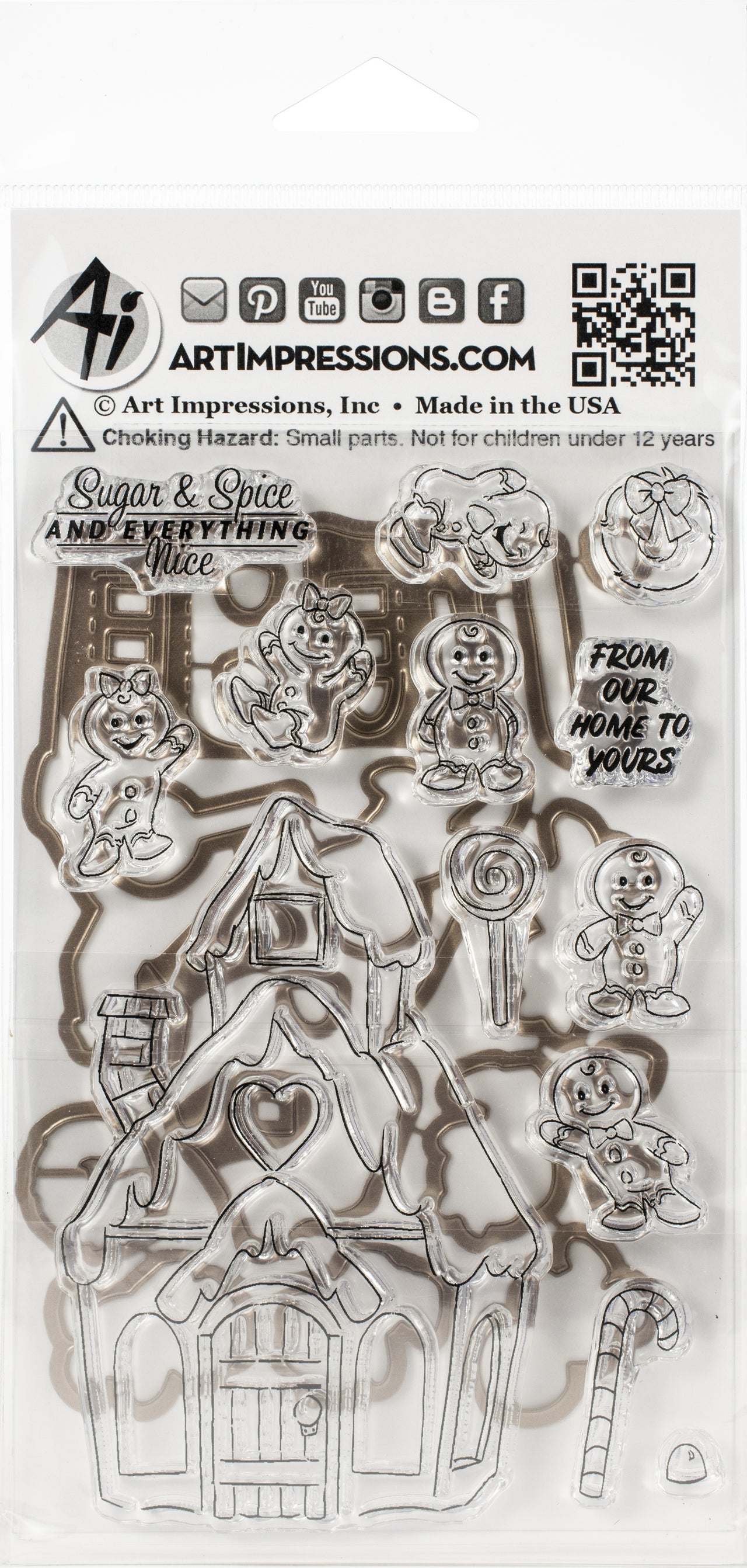 Art Impressions Critter Cubbies Clear Stamp & Die Set - Gingerbread