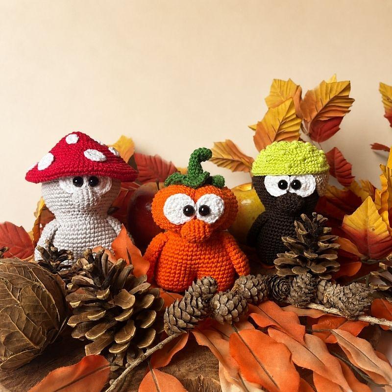 Herbst-Trio Pilz, Kürbis und Kastanie