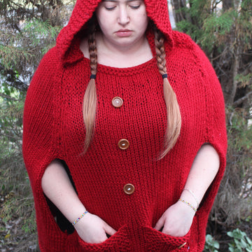 Knitted Red Riding Hood Poncho