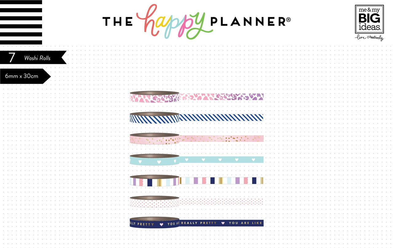 The Happy Planner Washi Tape 6mmX635.5yd Each 7/Pkg - Glam Girl