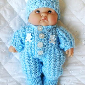 Dolls knitting pattern for 5-8 inch Berenguer, Romper suit, Hat & Boots
