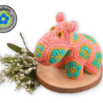 Nina The Baby - Hippopotamus with African Flowers