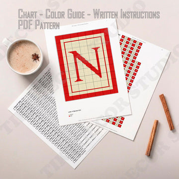 Initial Letter N Baby Shower Blanket C2C CROCHET PATTERN