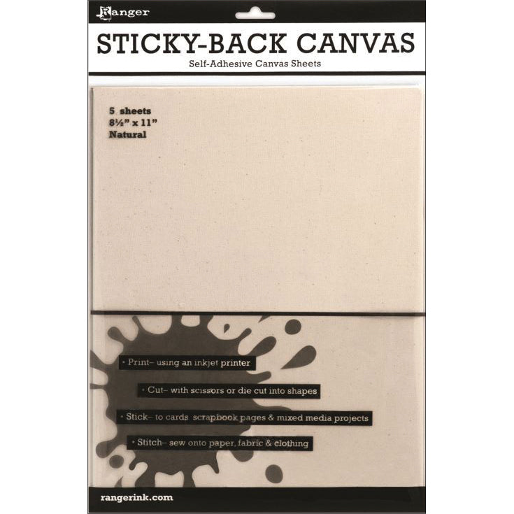 Ranger Inkssentials Sticky-Back Canvas 5/Pkg - Natural 8.5"X11"