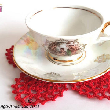 Red table doily