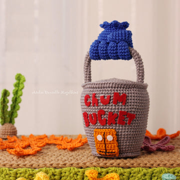 Mini Plankton, Karen & Tiny Chum Bucket – Chibi Amigurumi Crochet Pattern Set (PDF)