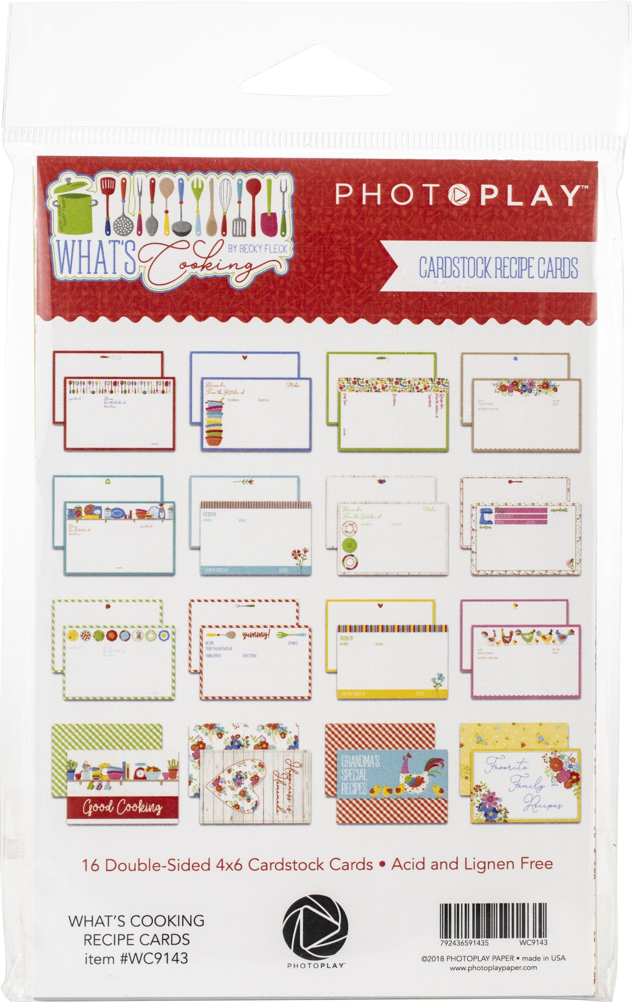 Photoplay Paper What's Cooking Double-Sided Recipe Cards 4"X6" 16/Pkg - 549127