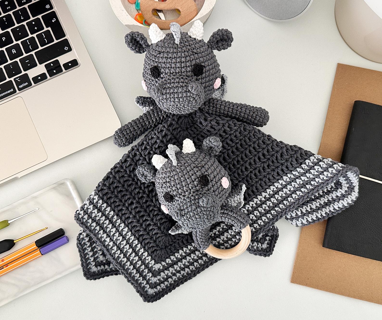 Dragon Baby Lovey Blanket & Rattle Crochet Pattern PDF – Cute Stuffed Toy Tutorial
