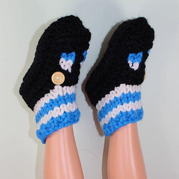 Childrens Super Chunky Stripe Sock T Bar Sandal Slippers