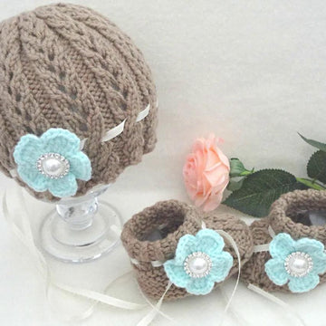 Knitted Baby Set Baby Cap and Baby Shoes