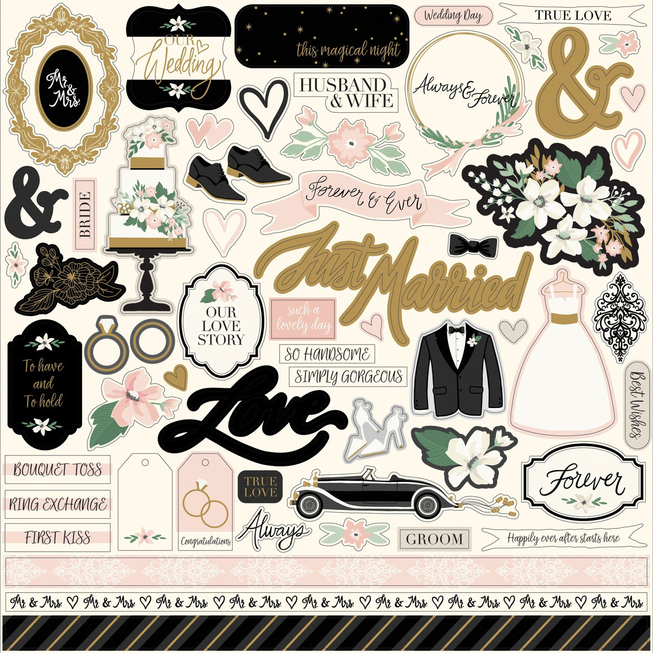 Echo Park Paper Wedding Day Cardstock Stickers 12"X12" - Elements