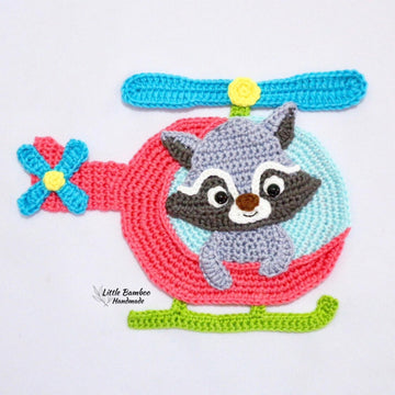Raccoon In Helicopter Applique