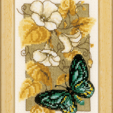 Vervaco Butterfly On Flowers Cross Stitch Kit - 8 x 12 cm - PN-0144802