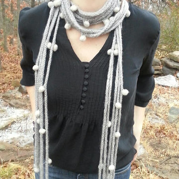 Shades of Grey Roped and Tied Scarf Necklace