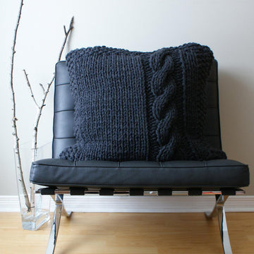 Chunky Cable Knit Pillow Cover Approximately 27" x 27"