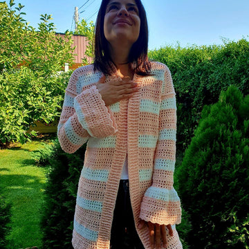Crochet cardigan with bell sleeves
