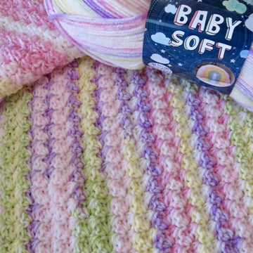 Soft & Sunny Baby Blanket- Lion Brand Baby Soft (DK Weight - Beginner Friendly)